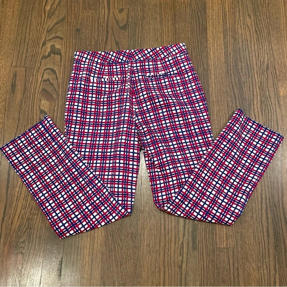 Diane Von Furstenberg Straight Leg Plaid Trousers Pants size 6 - Picture 7 of 7